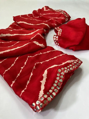 Nxika Self Design Bollywood Crepe Saree(Red)