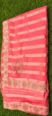 dzier lifestyle Solid/Plain Daily Wear Chiffon Saree(Pink)