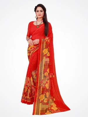Suntex Printed Daily Wear Georgette Saree(Red)