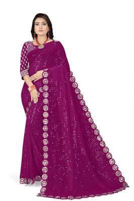 RUPAL CREATION Embellished Baluchari Georgette Saree(Purple)