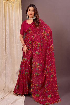 Suali Printed Daily Wear Georgette Saree(Pink)