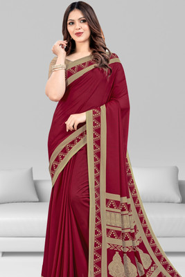 Navvi Printed Daily Wear Georgette Saree(Maroon)