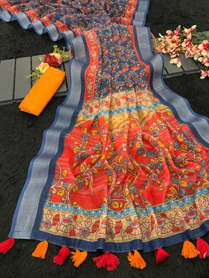 Tasrika Printed Bollywood Cotton Linen Saree(Multicolor)