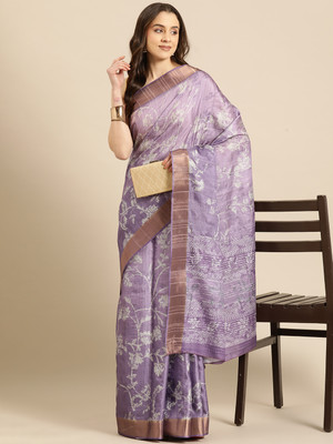 Divastri Digital Print Bollywood Silk Blend Saree(Purple)