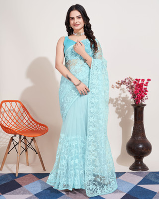 vairagee Embroidered Bollywood Net Saree(Light Blue)