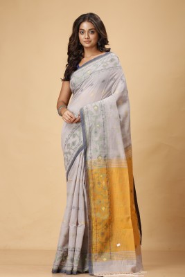 Grivana Self Design Handloom Handloom Cotton Blend Saree(Grey)