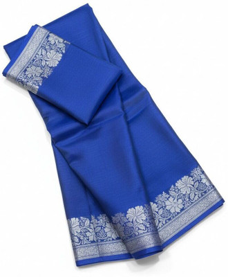 Arzoo kala textiles Self Design Banarasi Cotton Silk Saree(Pack of 2, Light Blue)