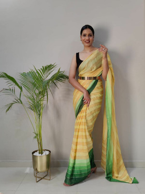 KRIYANSH Printed Bollywood Chiffon Saree(Yellow)