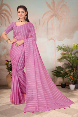 Aadimam Creation Self Design Bollywood Chiffon Saree(Pink)