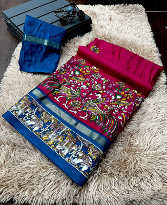 Vihan Fab Printed Bollywood Chanderi Saree(Pink)