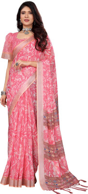 Priyashi Printed Mysore Cotton Silk Saree(Pink)
