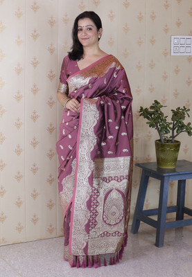 SICHYAH Woven Banarasi Pure Silk Saree(Purple)