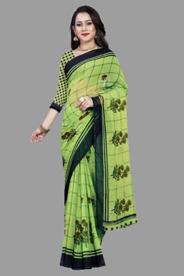 Vimalnath Synthetics Printed Mysore Georgette Saree(Light Green)