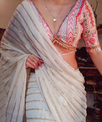 RV CREATION Embroidered Bollywood Georgette Saree(Multicolor)