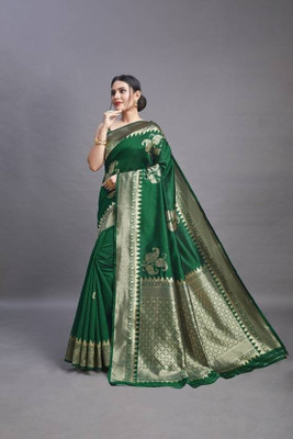 SWAMI STUDIO Woven Banarasi Jacquard Saree(Light Green)