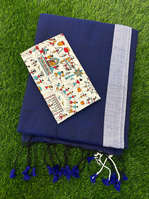 SMRITI BOUTIQUE Printed Bollywood Handloom Pure Cotton Saree(Multicolor)