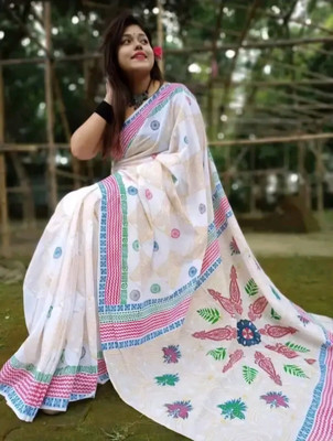Arpita Fashion Digital Print Bollywood Cotton Linen Saree(Multicolor)
