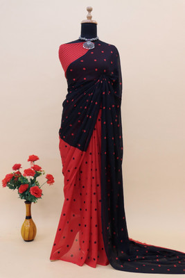 TTH Printed Daily Wear Georgette Saree(Black)