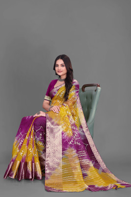 Aarunika LGF Printed Bollywood Organza Saree(Multicolor)