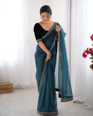 Divastri Embroidered Bollywood Net Saree(Blue)