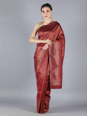 LEELA Modesty With Style Woven Daily Wear Silk Blend, Art Silk Saree(Brown)