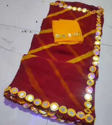 NeeLKANTH ENTERPRISE Printed Bandhani Chiffon Saree(Maroon)