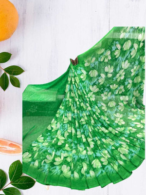 HouseOfCommon Floral Print Bollywood Georgette Saree(Green)