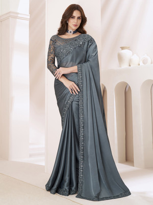 Divastri Embroidered Bollywood Georgette Saree(Grey)