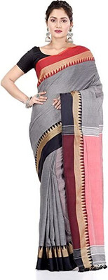 SSP Temple Border Handloom Pure Cotton Saree(Grey)