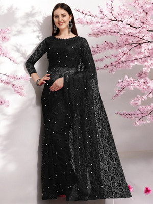 Fashion Nexa Printed Bollywood Brasso Saree(Black)
