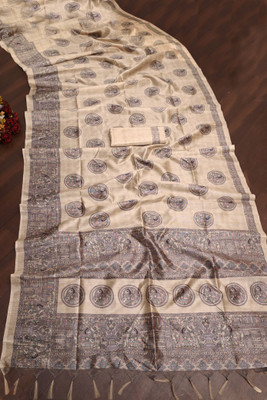 K 5 FASHION Embellished, Digital Print Bollywood Cotton Silk Saree(Yellow)