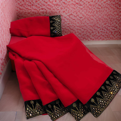 SARANGFEB Embellished Bollywood Georgette Saree(Red)