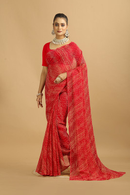 MAHARAJ SAREES Digital Print Bollywood Georgette Saree(Pack of 2, Red)