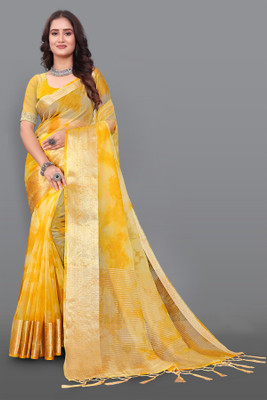 Aarunika LGF Woven Bollywood Organza Saree(Yellow)