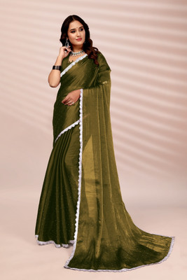 Privasaree Self Design Bollywood Jimmy choo Saree(Light Green)