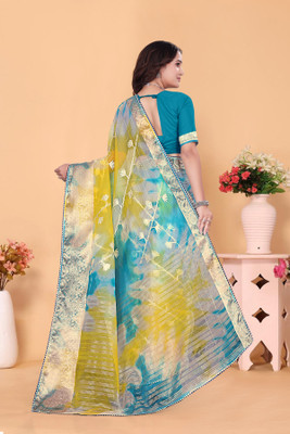 Aarunika SBT Solid/Plain Bollywood Organza Saree(Light Blue)