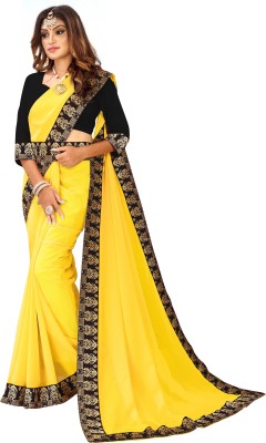 Flip The Style Solid/Plain Jamdani Georgette Saree(Yellow)