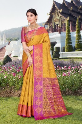 Jyanshu Creation Woven Banarasi Cotton Silk Saree(Yellow)