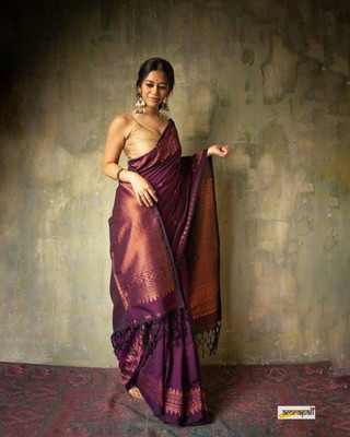 GATISHVAM TEXTILE Self Design Banarasi Art Silk Saree(Purple)