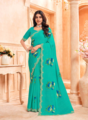 Laxmipati sarees Embroidered Bollywood Chiffon Saree(Green)