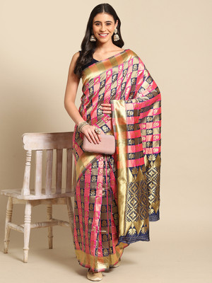 Divastri Woven Dharmavaram Silk Blend Saree(Dark Blue)