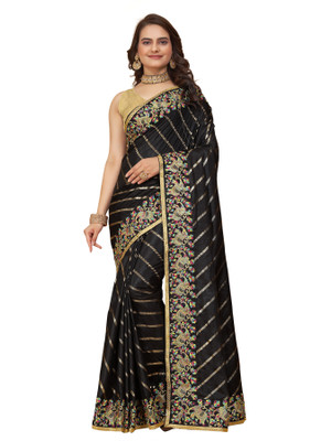 Tejal Creation Self Design Bollywood Art Silk Saree(Black)