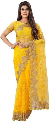 PALLAVI SINGH Embroidered Daily Wear Net Saree(Multicolor)