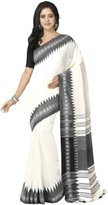 cloud vastra Woven Handloom Pure Cotton Saree(White)