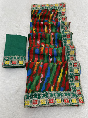 Pemal Designer Printed Bollywood Georgette Saree(Multicolor)