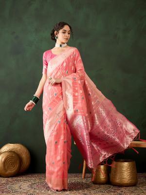 RK Creation Printed Bollywood Cotton Blend Saree(Pink)