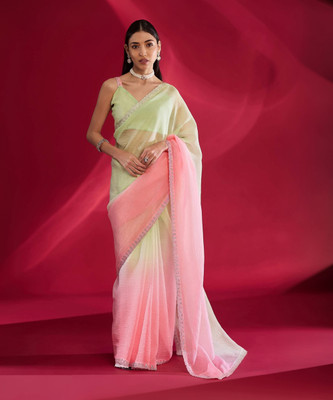 Sareemall Embellished Bollywood Tissue Saree(Pink)