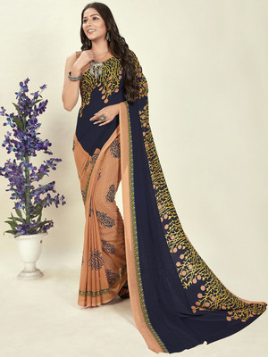 Moda Rapido Printed Daily Wear Georgette Saree(Blue)