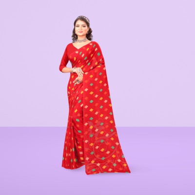 Leelavati Printed Daily Wear Georgette Saree(Red)