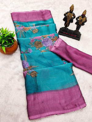 SANKAR Printed Ikkat Chiffon Saree(Multicolor)